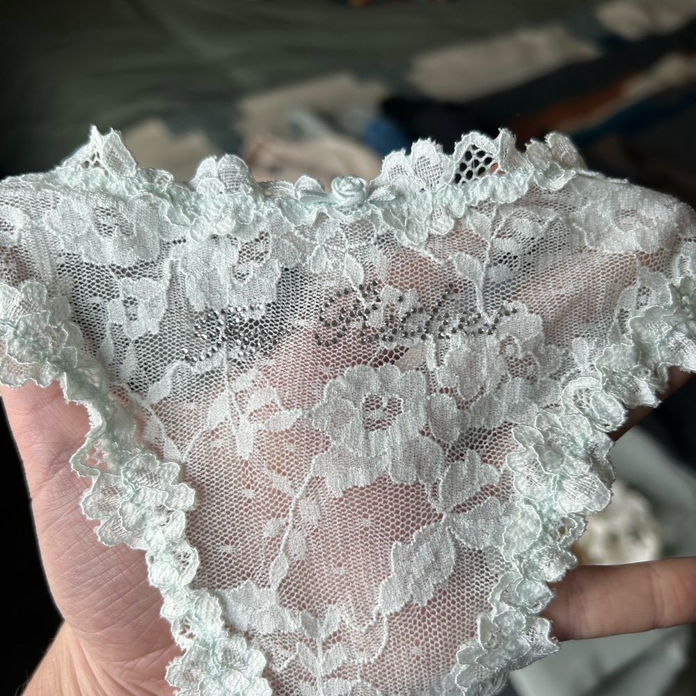 NWT SKIMS Bridal Lace Thong Set - Blue, Light Blue, White - Picture 3 of 5
